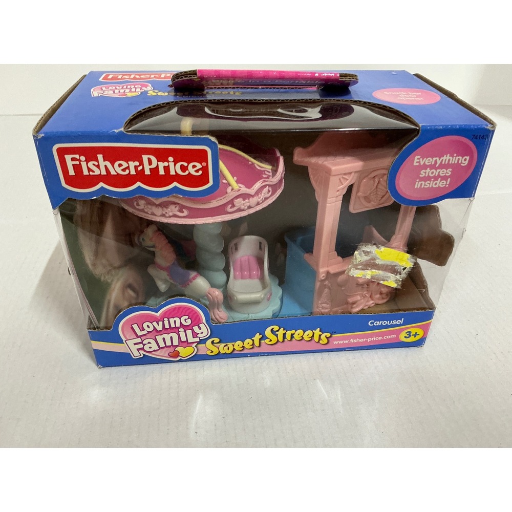 Fisher-Price Vintage Sweet Streets Carousel Loving Family Playset 74145 Pink Y2K